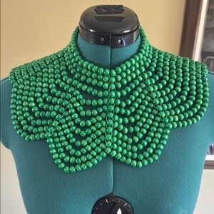 Elegant Green Wood Beaded Necklace